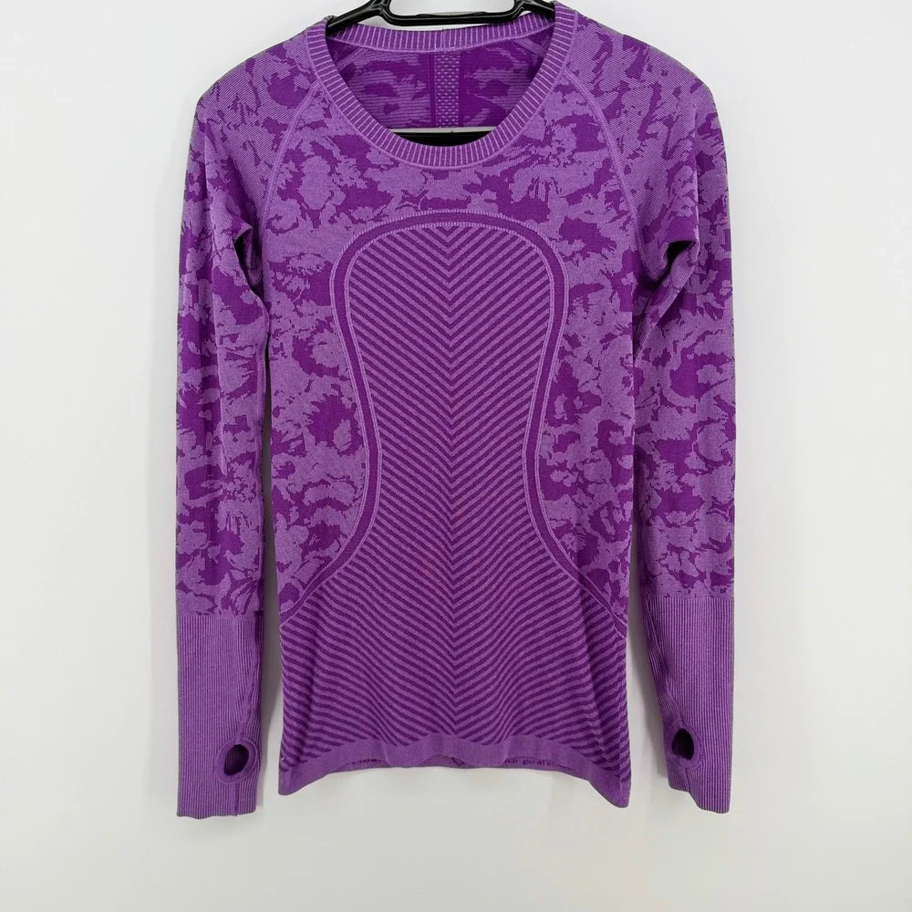 Lululemon Swiftly Tech Long Sleeve Top Womens 6 Purple Seamless Thumbholes‎